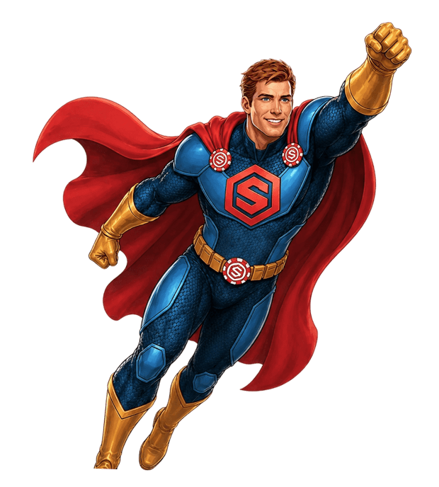 Stakes superhero flying towards the games
