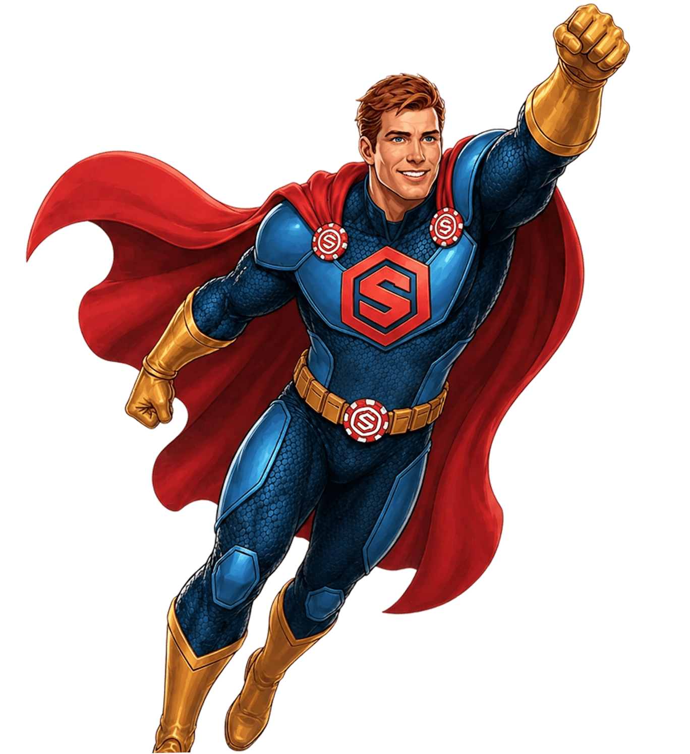 Stakes superhero flying towards the games